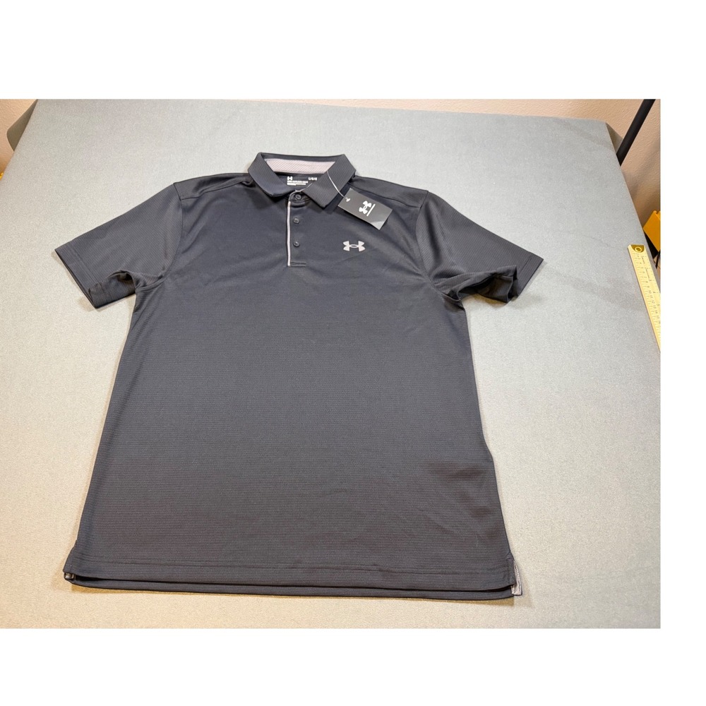 Under Armour Men's Loose Fit Polo Shirt Gray Short Sleeve Golf Tech Tee Large